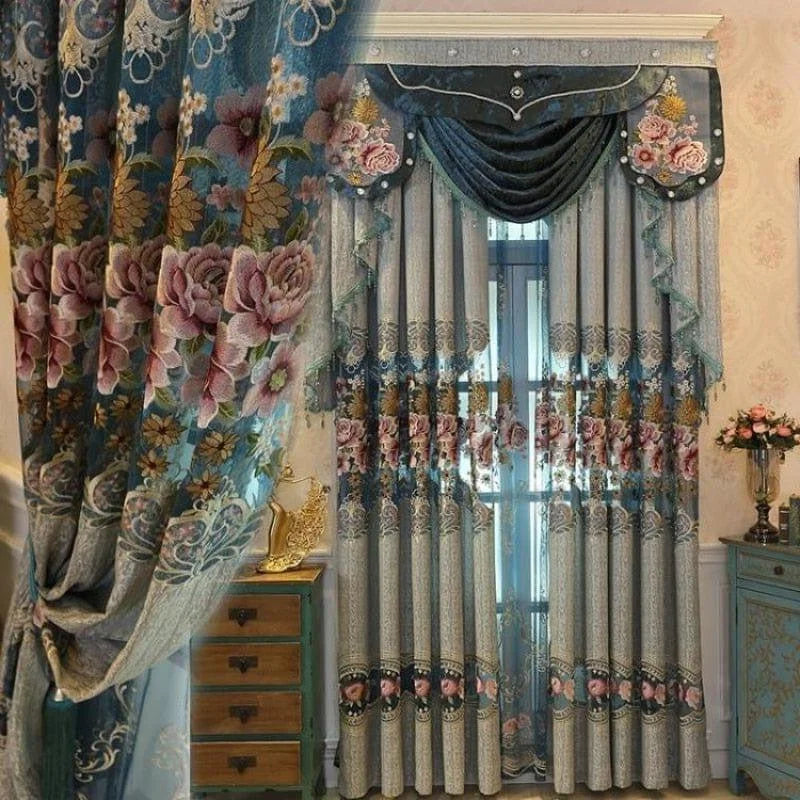 Rideaux élégants avec motifs floraux, conçus pour apporter une touche de sophistication à votre salon. Leur design détaillé rehausse l'esthétique de la pièce, offrant une ambiance chaleureuse et accueillante. Parfait pour une décoration intérieure raffinée, ces rideaux conviennent également aux chambres à coucher ou aux salles de séjour. Accessoire de maison idéal pour ceux qui recherchent à la fois style et fonctionnalité.