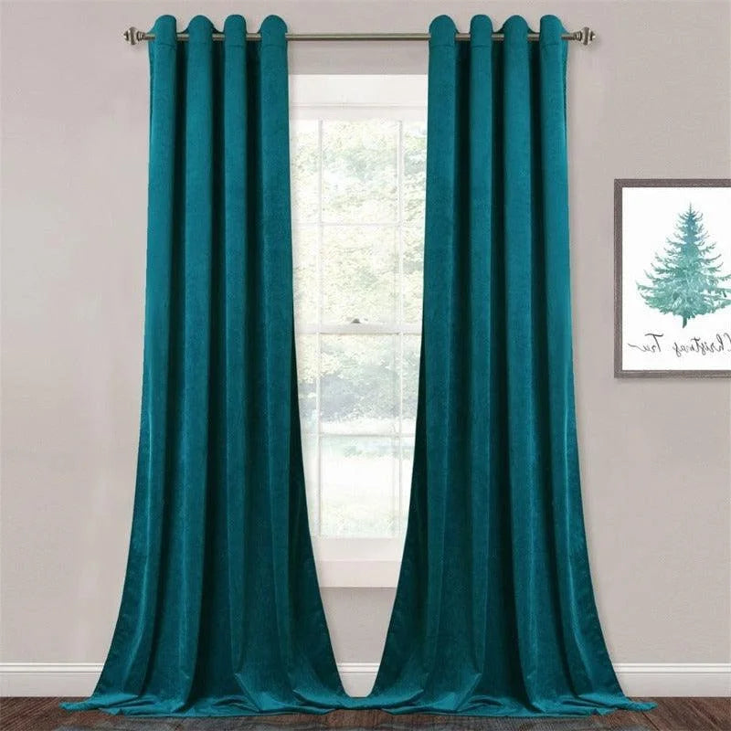 Rideaux opaques bleus élégants pour salon, ajoutant une touche moderne et chic à votre décoration intérieure. Idéal pour tamiser la lumière et améliorer l'intimité de votre espace de vie. Parfaits pour une décoration contemporaine et stylée.