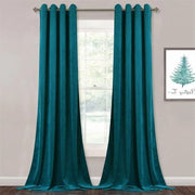 rideau velours bleu turquoise opacité élevée moderne élégants deux rideaux tringle chambre salon