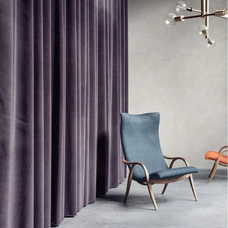 rideau velours violet plissé moderne opaque élégant buste sculpté chambre