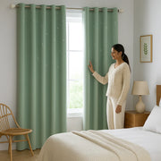 rideau vert menthe voilage intégré motifs étoiles décor moderne douceur opacité variable blanc éligent