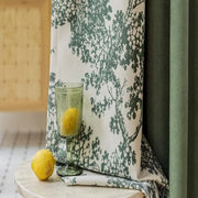 rideau vert olive motif feuilles imprimé tissu texturé nature classique tringle rideaux opaque élégant