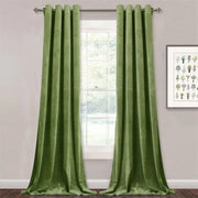 rideau vert olive velours opacité totale moderne élégant deux rideaux tringle illustrations arbres