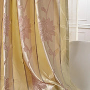 rideau floral semi transparent beige jaune rose tiges rayures élégantes intérieur decoration