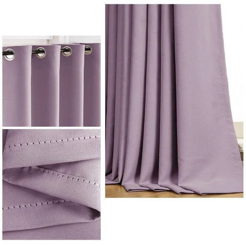 Rideau occultant moderne avec œillets métalliques, design élégant, couleur lavande douce, idéal pour une décoration intérieure tendance et apaisante. Parfait pour la chambre ou le salon, ce rideau ajoute une touche de sophistication et d'intimité à votre espace. Installation facile et entretien simplifié.