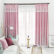 rideau voilage baie vitrée rose blanc motifs floraux argentés opaques transparents romantique