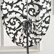 rideau voilage noir blanc motifs floraux translucide classique baroque fixations rubans cordon 60x120cm 80x160cm