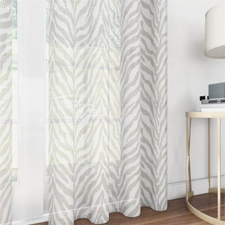 rideau voilage imitation lin rayé gris moderne translucide tringle chambre salon