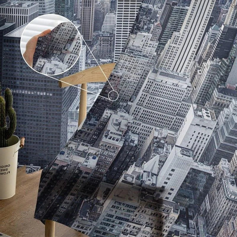 Tenture murale avec impression de gratte-ciel urbains d'une grande ville. Le design détaillé et moderne ajoute une touche contemporaine à votre intérieur. Parfaite pour créer un espace unique et élégant, cette tenture rehausse la décoration de toute pièce avec son panorama architectural.