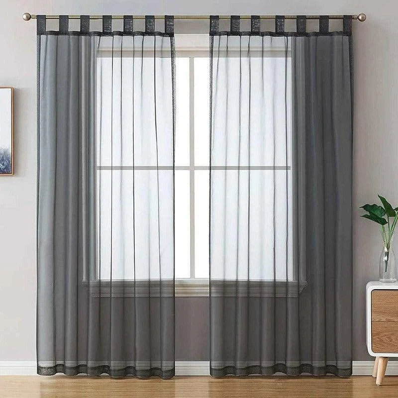 Paquet de rideaux transparents gris élégants pour salon, installation facile avec tringle, parfaits pour tamiser la lumière tout en ajoutant une touche moderne à votre décoration intérieure.