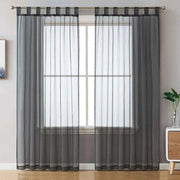 rideau gris foncé tissu texturé semi transparent moderne tringle large ourlet