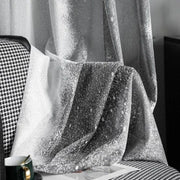 rideau gris moderne semi transparent plis flamands tissu d'ameublement chambre points irréguliers