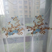 rideau floral blanc voilage transparent intimité romantique chambre semi translucide