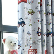 rideau voiture motif enfant bleu rouge vert marron semi transparent doublé
