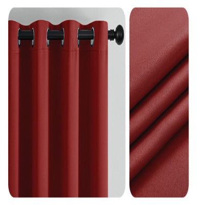 rideau tissu lisse plissé rouge bordeaux moderne taille 150x240 cm métalliques noirs tringle