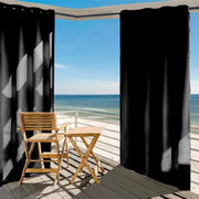 rideaux extérieurs noir tissu texturé opacité totale moderne minimaliste métalliques pattes coudre tringle fixationsextérieur