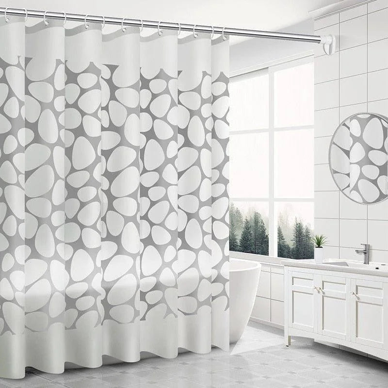 Rideau de douche moderne au motif abstrait blanc et gris, idéal pour apporter une touche élégante et contemporaine à votre salle de bains. Ce rideau assure une séparation pratique tout en ajoutant du style à votre espace. Complétez votre décoration avec cet accessoire fonctionnel et esthétique.