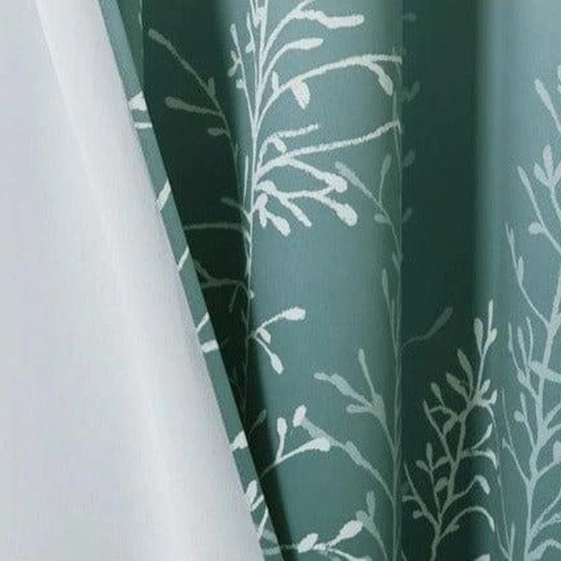 Rideau décoratif vert avec motif floral blanc pour salon ou chambre. Design élégant et moderne, parfait pour ajouter une touche naturelle à votre intérieur tout en apportant intimité et style. Idéal pour les grandes fenêtres et baies vitrées.