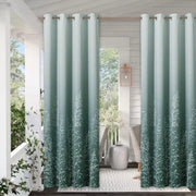 rideaux vert foncé blanc motifs végétaux relief branches feuilles opaques tringle extérieurDecoration