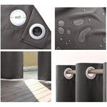 Rideau extérieur imperméable gris. Idéal pour la terrasse ou le jardin, ce rideau est doté d'œillets métalliques pour une installation facile sur une tringle. Résistant à l'eau, parfait pour protéger contre la pluie et le soleil. Taille standard avec une largeur assurant une bonne couverture. Accessoire élégant pour les espaces extérieurs.