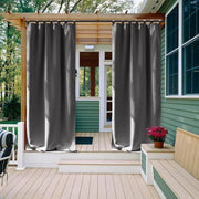 rideaux exterieur gris charbon tissu lisse opacite totale modernes metalliques resistant humidite pergola terrasse