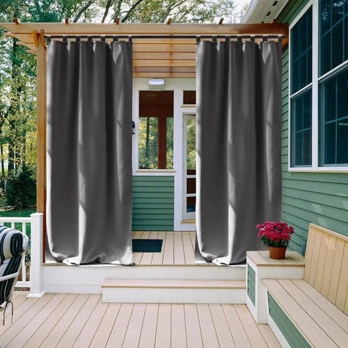 Rideaux extérieurs gris foncé pour terrasse, offrant une protection solaire et une touche d'élégance à votre espace extérieur. Idéaux pour profiter de moments de détente à l'abri du soleil, tout en ajoutant un style moderne à votre patio ou véranda. Faciles à installer, ces rideaux sont parfaits pour créer une ambiance agréable et confortable.