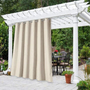 rideau extérieur tissu crème uni opaque décoration pergola métalliques tringle