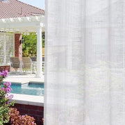 rideau extérieur blanc semi transparent tissu texturé pergola filtration lumineuse protection solaire decoration extérieure