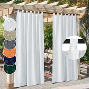 rideau extérieur blanc tissu texturé opaque pergola métallique tringle noire goutte d'eauextérieur decoration terrasse
