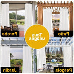 Rideaux d'extérieur polyvalents pour terrasses, porches, jardins et pergolas. Créent un espace intime et élégant en extérieur, parfaits pour profiter de moments de détente en plein air. Faciles à installer, apportent une touche de raffinement à votre espace extérieur tout en permettant de moduler la lumière et l'intimité selon vos besoins.