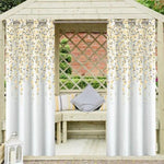 Rideaux décoratifs pour terrasse extérieure, motif floral, style moderne et élégant, adaptables à tout type de pergola ou gazebo, parfaits pour créer un espace détente ombragé avec une touche esthétique raffinée.