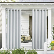rideau extérieur gris clair tissu lisse moderne opacité tringle métalliqueextérieur protection solaire intimité