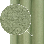 Rideau vert élégant pour salon, détail de texture visible. Idéal pour ajouter une touche moderne à votre intérieur. Ce rideau offre une excellente occultation et un style contemporain. Parfait pour créer une ambiance chaleureuse et accueillante. Disponible dans différentes tailles.