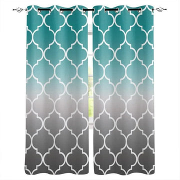 Rideaux modernes avec motif géométrique bleu et gris, parfaits pour ajouter une touche élégante et contemporaine à votre salon ou chambre. Idéal pour filtrer la lumière et apporter une ambiance chaleureuse à votre intérieur. Adapté aux tringles standard.