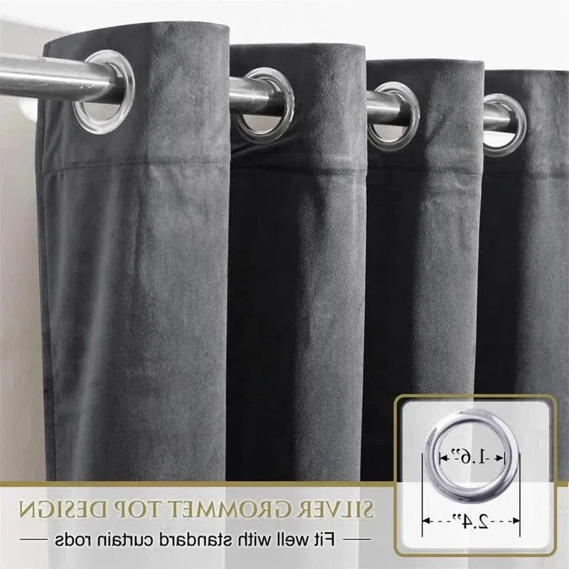 Rideau opaque gris avec œillets métalliques, conçu pour une installation facile sur des tringles standards, idéal pour bloquer la lumière et préserver l'intimité de votre intérieur. Design moderne et élégant, adapté à tout type de décoration.