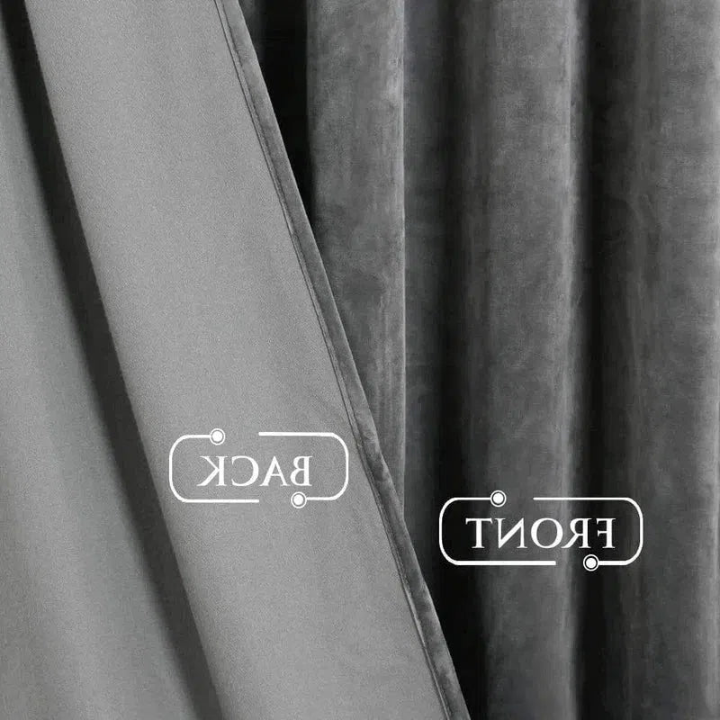Rideau sombre et élégant avec une distinction claire entre l'avant et l'arrière. Ce rideau offre une esthétique moderne et s'intègre facilement dans différents styles de décoration intérieure. Parfait pour optimiser la lumière et l'intimité dans vos pièces.