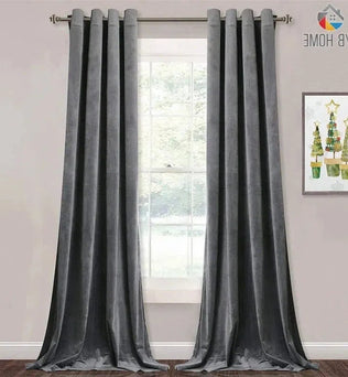 Rideaux opaques gris foncé, design moderne pour salon, suspension facile avec œillets, décoration intérieure élégante, filtre la lumière et assure l'intimité, idéal pour chambre et salon.