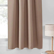 rideaux marron clair hauteur 160cm lisses opaques moderne deux pièces tringle