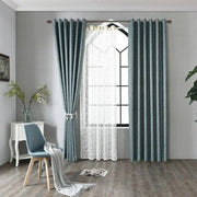 rideaux imitation lin bleu gris voilage semi transparent texture épure moderne