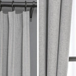 Rideau gris élégant avec crochets en métal, idéal pour une décoration intérieure moderne et épurée. Parfait pour filtrer la lumière tout en ajoutant une touche de sophistication à votre salon ou chambre à coucher. Disponible pour différentes tailles de fenêtres.