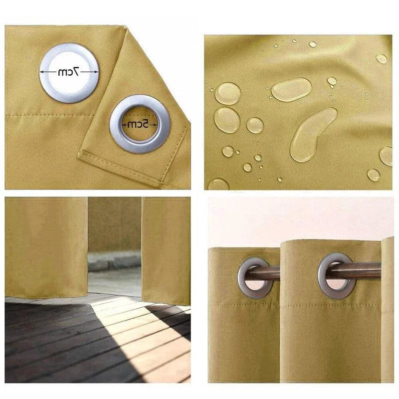 Rideau occultant jaune avec œillets métalliques, idéal pour bloquer la lumière et offrir une intimité optimale. Résistant à l'eau. Parfait pour le salon, la chambre ou la terrasse, assurant une décoration élégante et moderne. Assemblage facile grâce à la largeur des œillets de 7 cm. Accessoire tendance et fonctionnel pour tout intérieur.