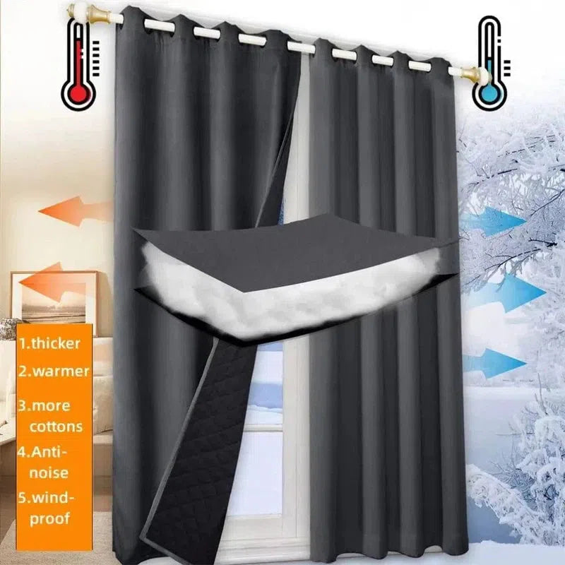 Rideaux isolants thermiques pour fenêtres, parfaits pour une protection contre le froid hivernal et une isolation phonique efficace, créant une ambiance chaleureuse et confortable à l'intérieur. Conception épaisse pour une meilleure efficacité.