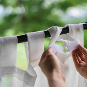 rideaux blancs pergola tissu texturé translucides velcro rustiqueextérieur