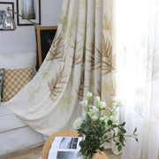 rideaux motifs feuilles beige marron blanc tissu texturé moderne opaques transparents