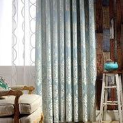rideaux motifs fleurs bleu clair blanc opaques voilage transparent rustique océanique