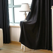 rideaux noirs plissés moderne opacité élevée tringle sobre tissu lisseintérieur chambre décoration élégante