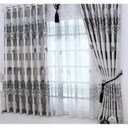 rideaux semi transparents motifs floraux gris blanc bordeaux élégants classiques métalliques