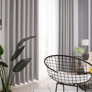 rideaux occultants gris clair tissu texturé opaque voilage transparent moderne minimaliste