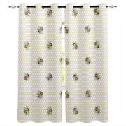 rideaux occultants imprimés abeilles nids blanc motifs champêtres décoratif métalliques fenêtreextérieur