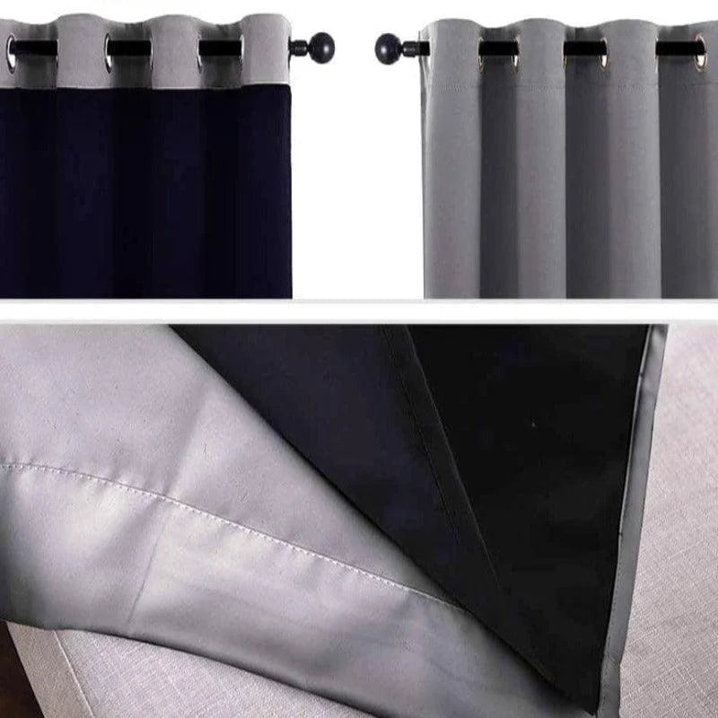 Rideaux occultants élégants avec doubles couches pour une isolation optimale de la lumière et du bruit. Disponibles en deux couleurs modernes, avec des œillets pratiques pour une fixation facile. Idéal pour créer une ambiance intime dans n'importe quelle pièce de la maison.